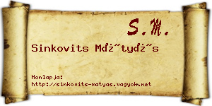 Sinkovits Mátyás névjegykártya